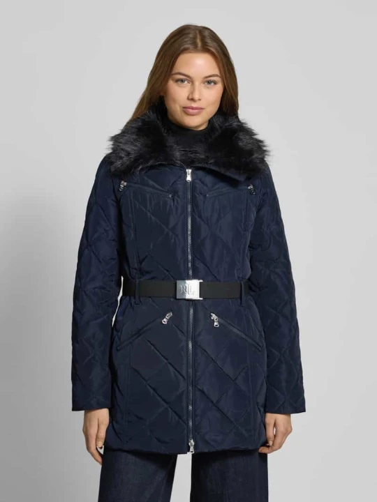 Zdjęcie produktu Płaszcz puchowy o kroju regular fit z odpinanym paskiem w talii Lauren Ralph Lauren Granatowy