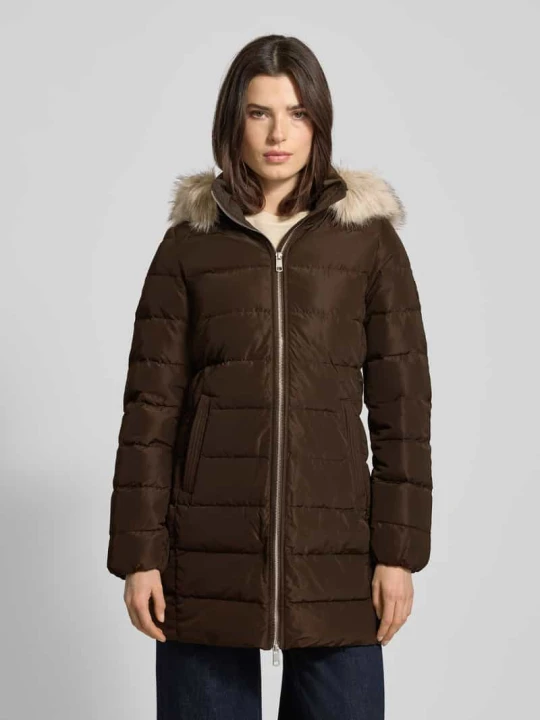 Zdjęcie produktu Płaszcz puchowy o kroju slim fit z odpinanym obszyciem z imitacji futra Tommy Hilfiger Średniobrązowy
