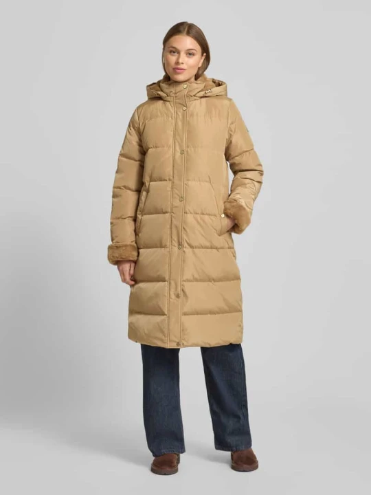 Zdjęcie produktu Płaszcz puchowy z kapturem i wpuszczanymi kieszeniami Lauren Ralph Lauren Camel
