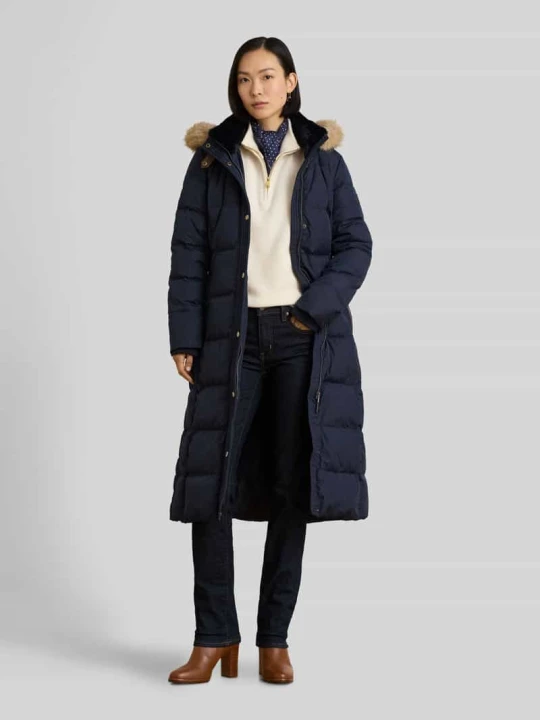 Zdjęcie produktu Płaszcz puchowy z odpinanym kapturem Lauren Ralph Lauren Granatowy