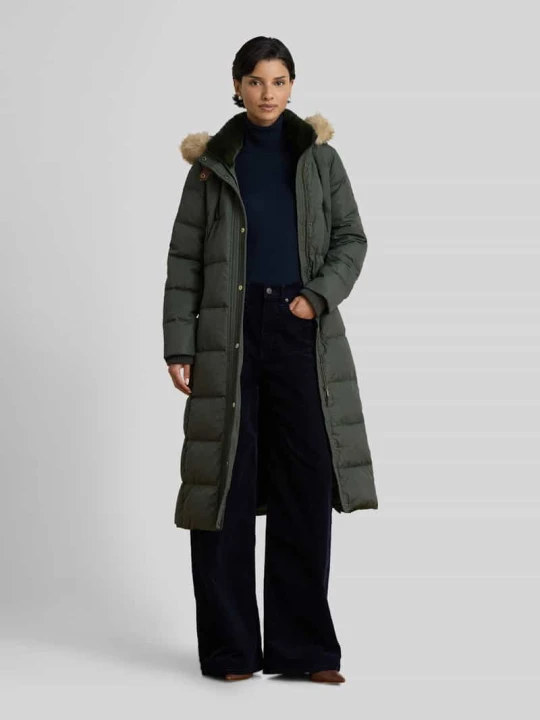Zdjęcie produktu Płaszcz puchowy z odpinanym kapturem Lauren Ralph Lauren Oliwkowy