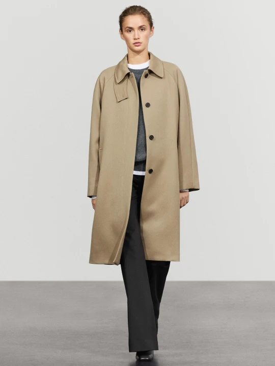 Zdjęcie produktu Płaszcz Ze 100% Wełny - Beżowy - Massimo Dutti - Female