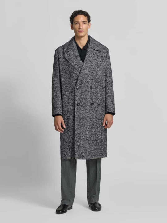 Zdjęcie produktu płaszcz w kroju regular fit z mieszanki bawełny model 'Milas2641' Hugo Średnioszary melanż