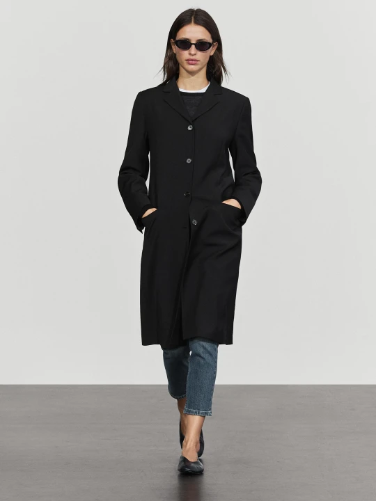 Zdjęcie produktu Płaszcz Wełniany - Czarny - Massimo Dutti - Female