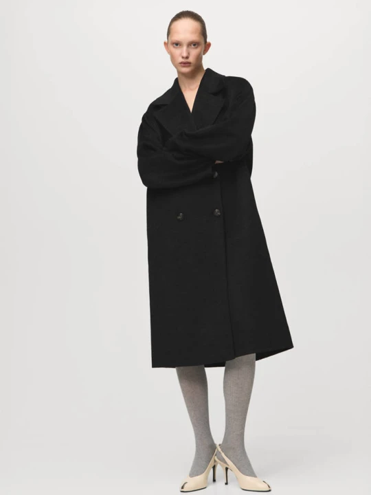 Zdjęcie produktu Płaszcz wełniany handmade oversize czarny - Kobieta - - MANGO