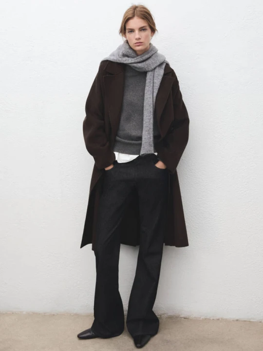 Zdjęcie produktu Płaszcz wełniany handmade oversize czekoladowy - Kobieta - - MANGO