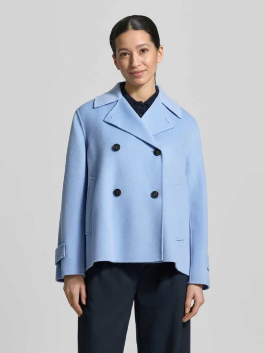 Zdjęcie produktu Płaszcz wełniany o kroju loose fit z mieszanki żywej wełny model „FANTINO” Weekend Max Mara Jasnoniebieski