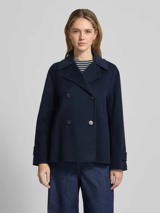Zdjęcie produktu Płaszcz wełniany o kroju loose fit z mieszanki żywej wełny model „FANTINO” Weekend Max Mara Granatowy