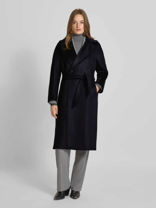Zdjęcie produktu Płaszcz wełniany o kroju regular fit z czystej, żywej wełny model ‘RESINA’ Weekend Max Mara Granatowy