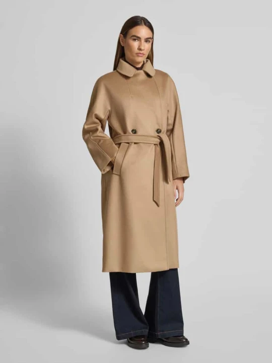Zdjęcie produktu Płaszcz wełniany o kroju regular fit z czystej żywej wełny model ‘RESINA’ Weekend Max Mara Camel