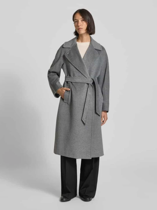 Zdjęcie produktu Płaszcz wełniany o kroju regular fit z czystej żywej wełny model ‘RESINA’ Weekend Max Mara Ciemnoszary melanż