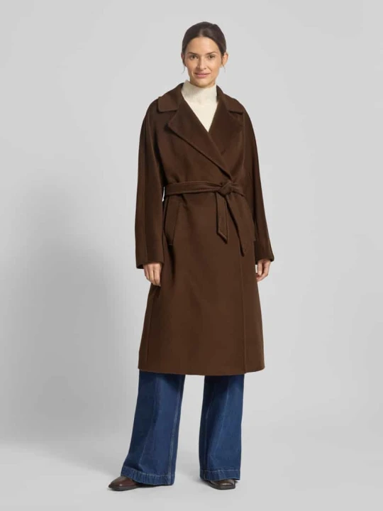 Zdjęcie produktu Płaszcz wełniany o kroju regular fit z czystej żywej wełny model ‘RESINA’ Weekend Max Mara Czekoladowy
