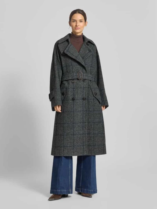Zdjęcie produktu Płaszcz wełniany o kroju regular fit z paskiem model ‘SESTRI’ Weekend Max Mara Ciemnoszary