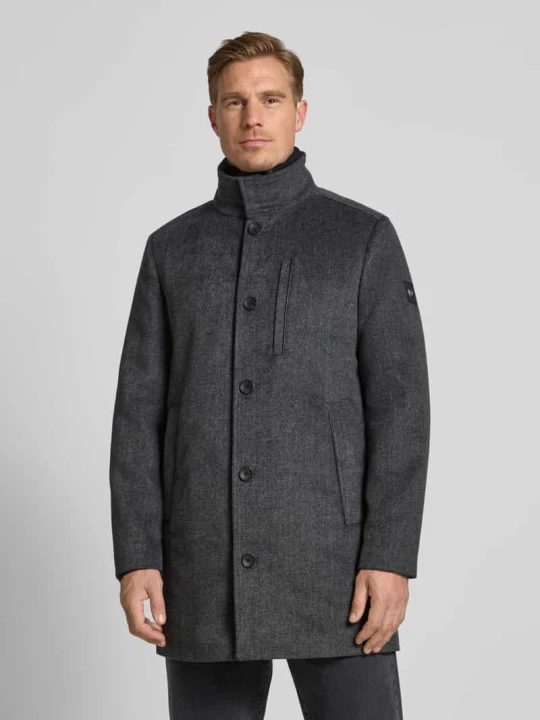 Zdjęcie produktu Płaszcz wełniany o kroju regular fit ze stójką Tom Tailor Ciemnoszary melanż