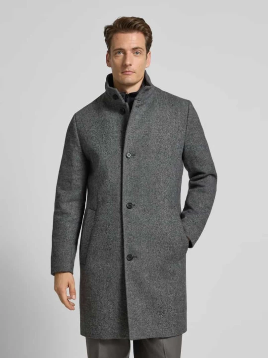 Zdjęcie produktu Płaszcz wełniany o kroju regular fit ze wstawką pikowaną model ‘Rainar’ Selected Homme Antracytowy