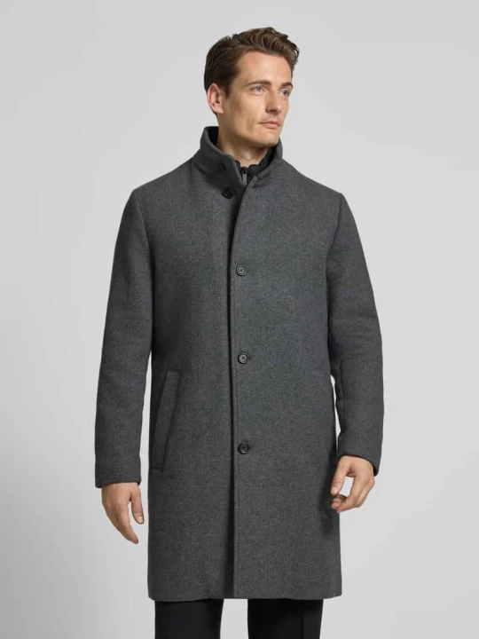 Zdjęcie produktu Płaszcz wełniany o kroju regular fit ze wstawką pikowaną model ‘Rainar’ Selected Homme Srebrny