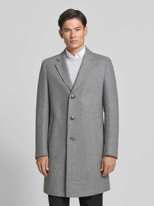 Zdjęcie produktu płaszcz wełniany o kroju regular fit ze wzorem na całej powierzchni model 'H-Hyde-Bib-E-264' Boss Jasnoszary