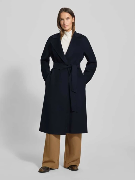 Zdjęcie produktu Płaszcz wełniany o kroju relaxed fit z domieszką jedwabiu i kaszmiru model „MSTCLES” Max Mara Granatowy