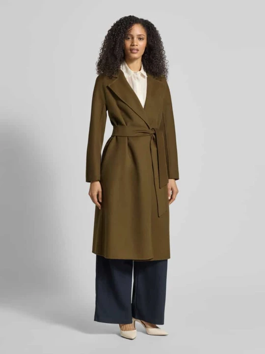 Zdjęcie produktu Płaszcz wełniany o kroju relaxed fit z domieszką jedwabiu i kaszmiru model „MSTCLES” Max Mara Khaki