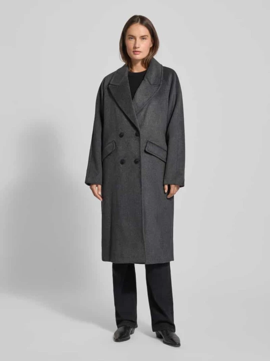 Zdjęcie produktu Płaszcz wełniany o kroju relaxed fit z dwurzędową listwą guzikową model ‘HARPER’ Vero Moda Ciemnoszary