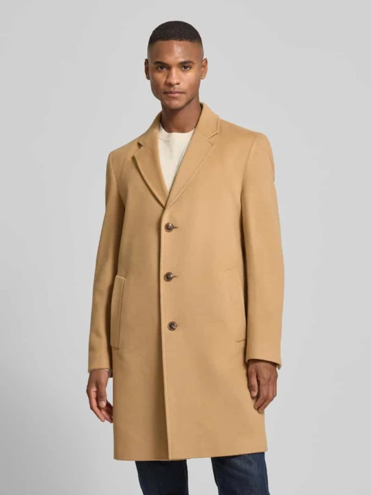 Zdjęcie produktu Płaszcz wełniany o kroju slim fit z kołnierzem z połami model ‘HYDE’ Boss Camel