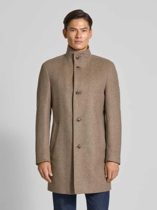 Zdjęcie produktu Płaszcz wełniany o kroju slim fit ze wzorem w jodełkę model ‘HYDE’ Boss