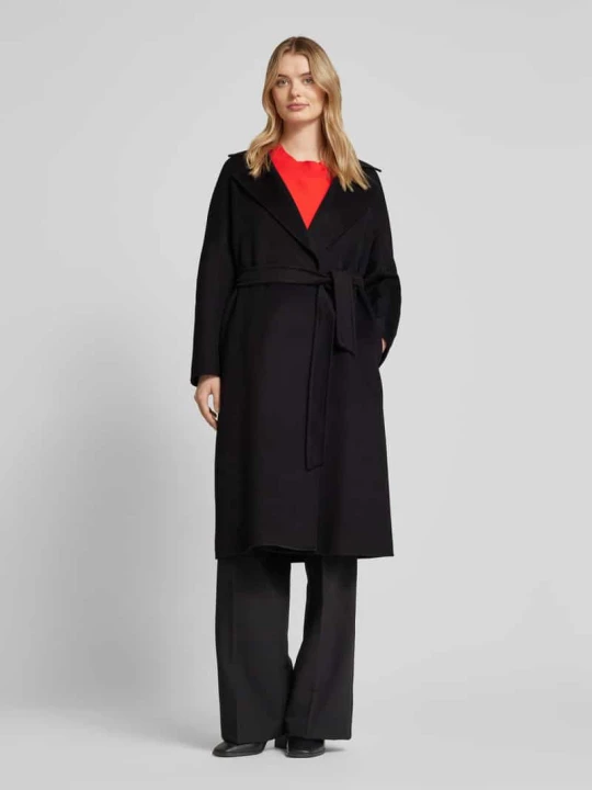Zdjęcie produktu Płaszcz wełniany z domieszką jedwabiu i kaszmiru model ‘CLES’ Max Mara Czarny