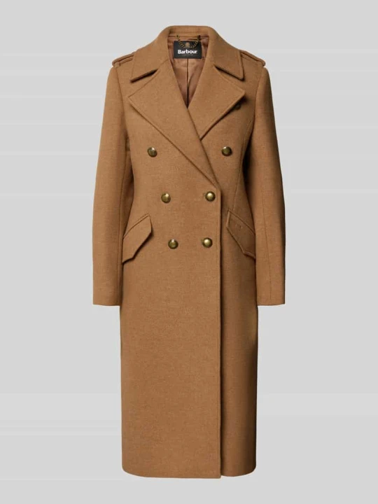 Zdjęcie produktu płaszcz wełniany z dwurzędową listwą guzikową Barbour Camel