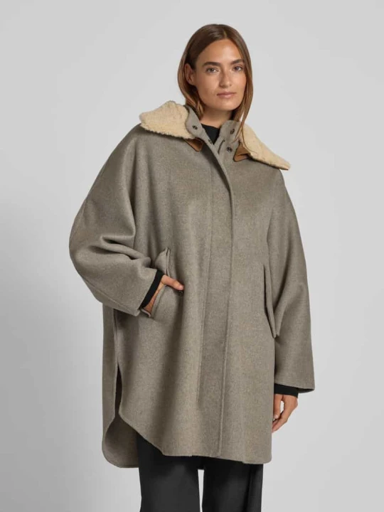 Zdjęcie produktu Płaszcz wełniany o kroju loose fit z odpinanym kołnierzem typu teddy Blonde No. 8 Jasnoszary melanż