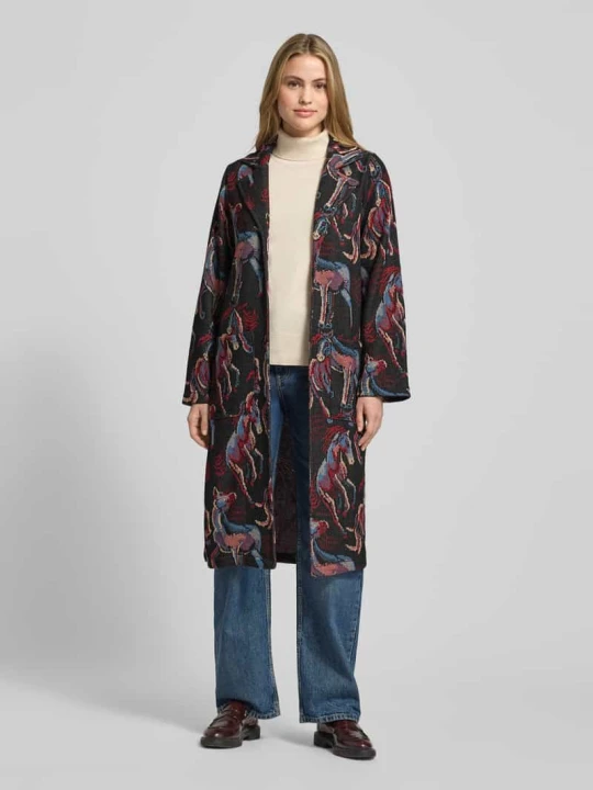 Zdjęcie produktu Krój relaxed fit Długi kardigan we Wzór na całej powierzchni milano italy Bordowy