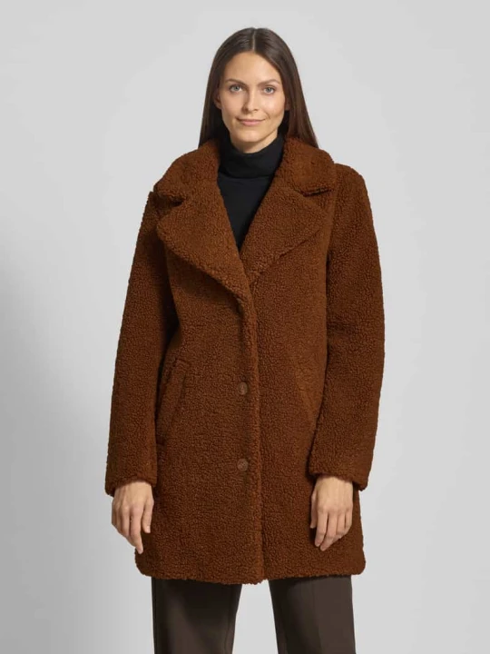 Zdjęcie produktu Płaszcz z futerka o kroju regular fit z wykładanym kołnierzem model ‘KYLIE’ Vero Moda Orzechowy
