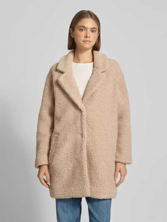 Zdjęcie produktu Płaszcz z futerka o kroju relaxed fit z kołnierzem z połami model ‘NEWAURELIA’ Only Piaskowy