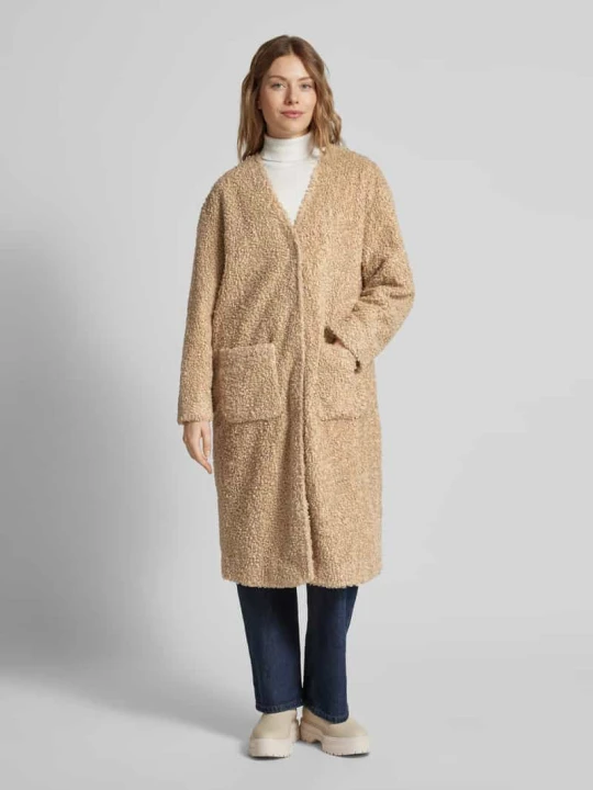 Zdjęcie produktu Płaszcz z futerka z wpuszczanymi kieszeniami milano italy Camel