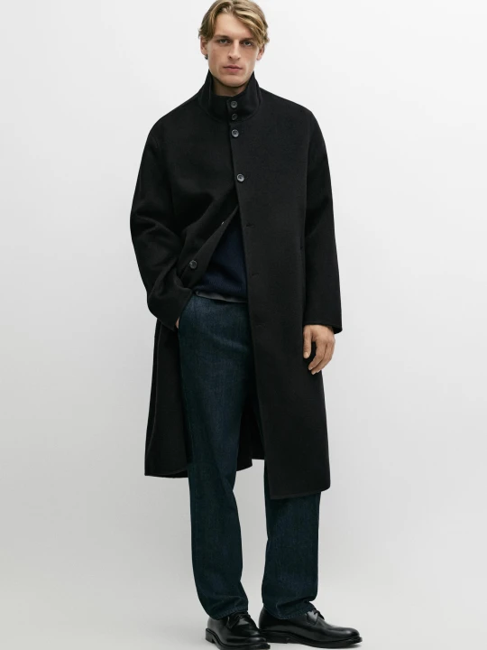 Zdjęcie produktu Płaszcz Z Golfem Z Mieszanki Wełny - Czarny - Massimo Dutti - Male
