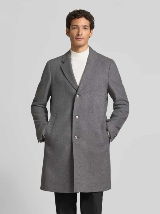 Zdjęcie produktu Płaszcz krój slim fit z jednorzędową listwą guzikową Boss Jasnoszary