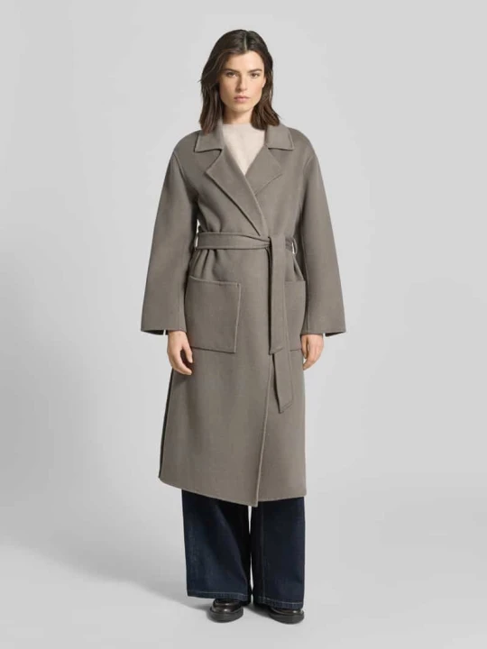Zdjęcie produktu Płaszcz z mieszanki wełny lana z wiązanym paskiem model ‘ALLEGORIA’ Oakwood Ciemnoszary