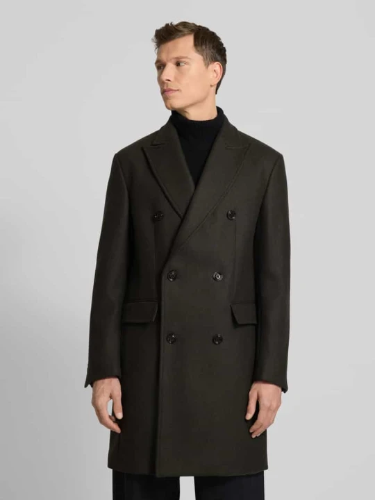 Zdjęcie produktu Płaszcz z mieszanki wełny z kołnierzem z połami model ‘Richborne’ JOOP! Ciemnozielony