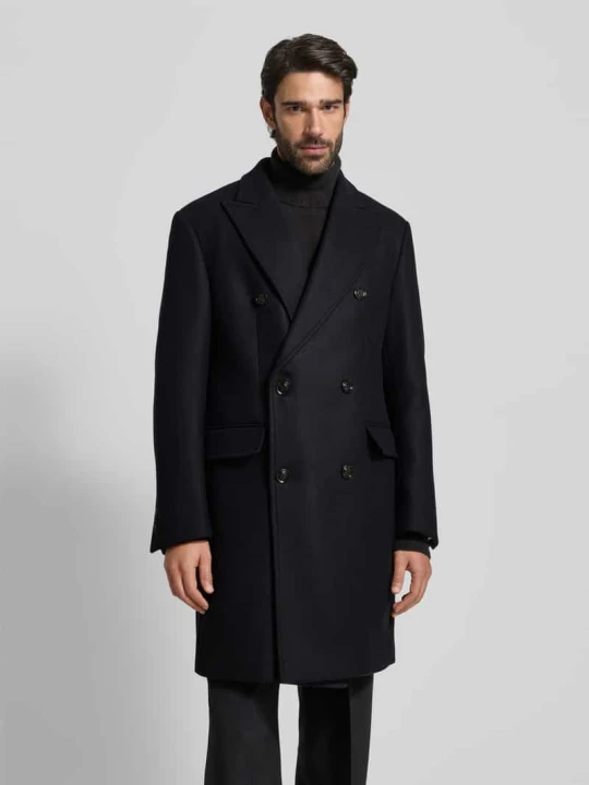 Zdjęcie produktu Płaszcz z mieszanki wełny z kołnierzem z połami model ‘Richborne’ JOOP! Granatowy
