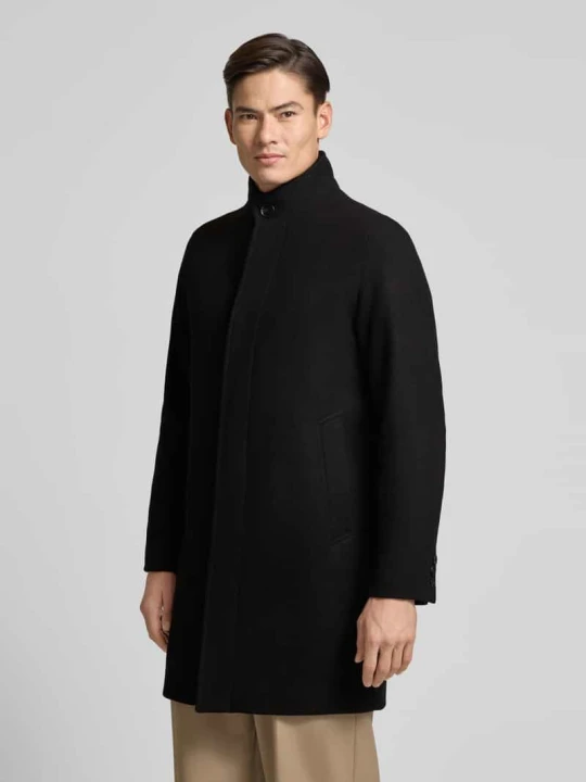 Zdjęcie produktu Płaszcz z mieszanki wełny ze stójką i wpuszczanymi kieszeniami Jack&Jones Czarny