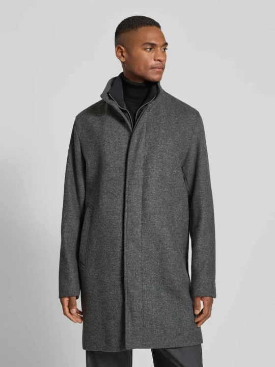 Zdjęcie produktu Płaszcz z mieszanki wełny ze stójką i wpuszczanymi kieszeniami Jack&Jones Średnioszary melanż