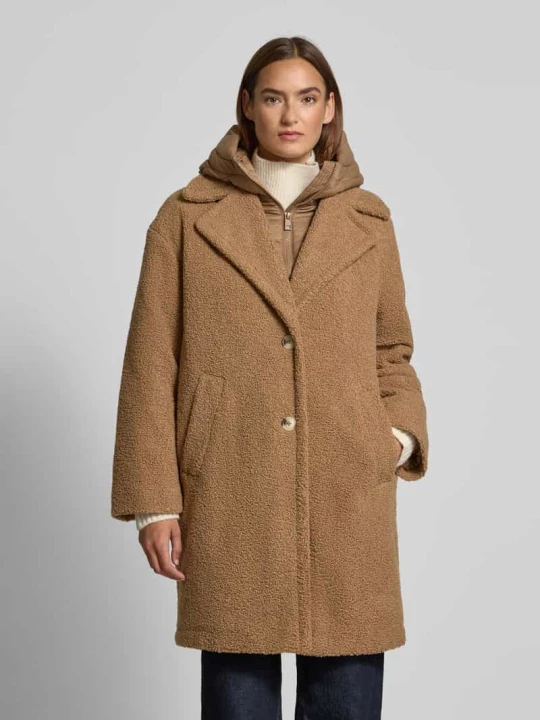 Zdjęcie produktu Płaszcz z motywem misia z pikowaną wstawką i zapięciem na guzik Christian Berg Średniobrązowy