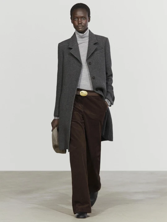 Zdjęcie produktu Płaszcz Z Ozdobnej Tkaniny Bouclé Z Mieszanki Wełny - Ciemnoszary - Massimo Dutti - Female