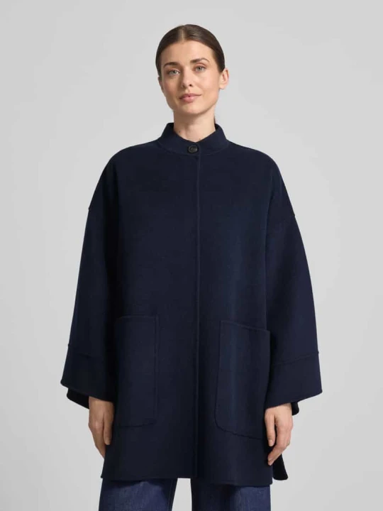 Zdjęcie produktu Płaszcz z wełny o kroju comfort fit z szalem w zestawie model 'FULCRO' Weekend Max Mara Granatowy