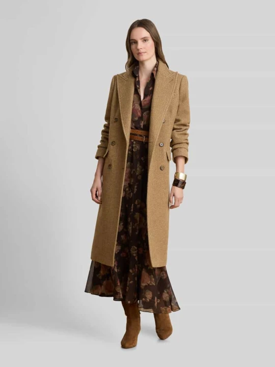Zdjęcie produktu Płaszcz z wełny z dwurzędową listwą guzikową Lauren Ralph Lauren Camel