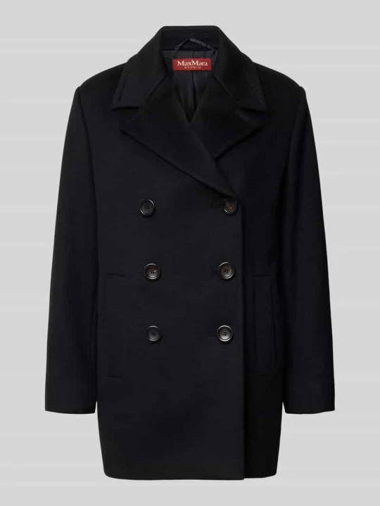 Zdjęcie produktu Płaszcz z wełny z dwurzędowym zapięciem model 'MAGENTA' Max Mara czarny