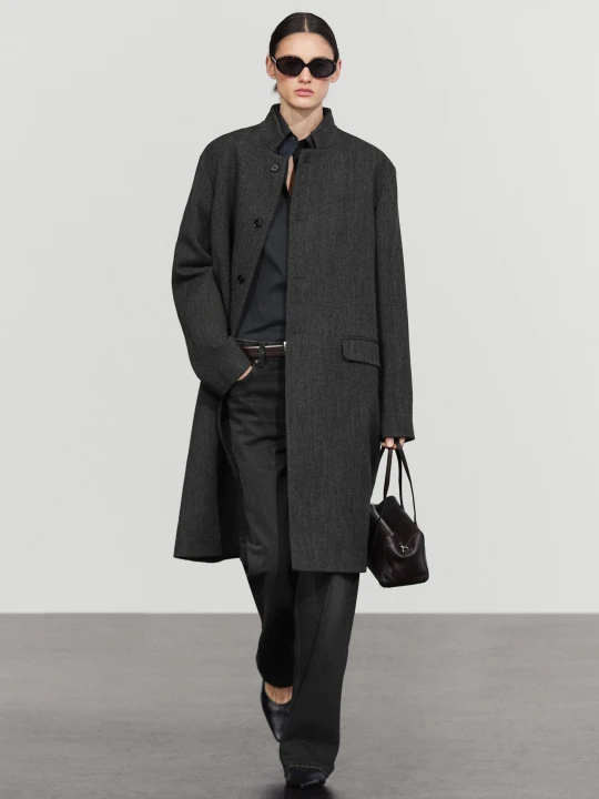 Zdjęcie produktu Płaszcz Z Wełny Z Półgolfem - Ciemnoszary - Massimo Dutti - Female
