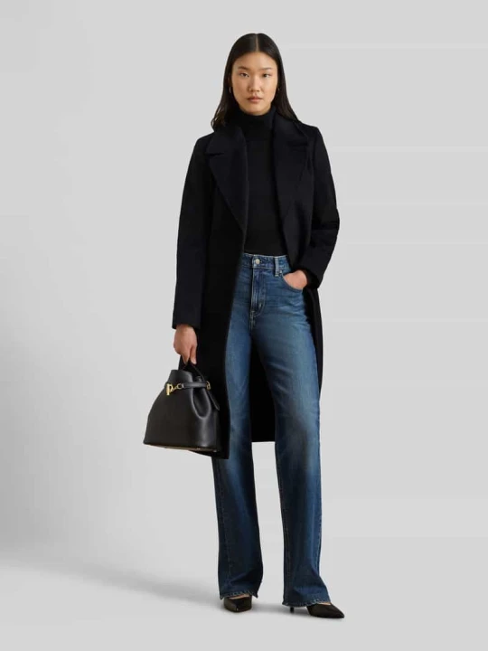 Zdjęcie produktu Płaszcz z wełny z wiązanym paskiem Lauren Ralph Lauren Czarny