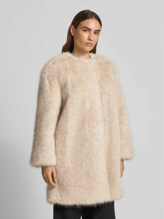 Zdjęcie produktu Płaszcz ze sztucznego futra o kroju regular fit z dodatkiem wiskozy model ‘EROS’ Max Mara Beżowy