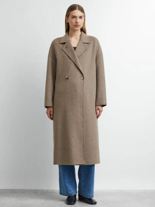 Zdjęcie produktu Płaszcz oversize z dwustronnego materiału z domieszką wełny comma brązowy