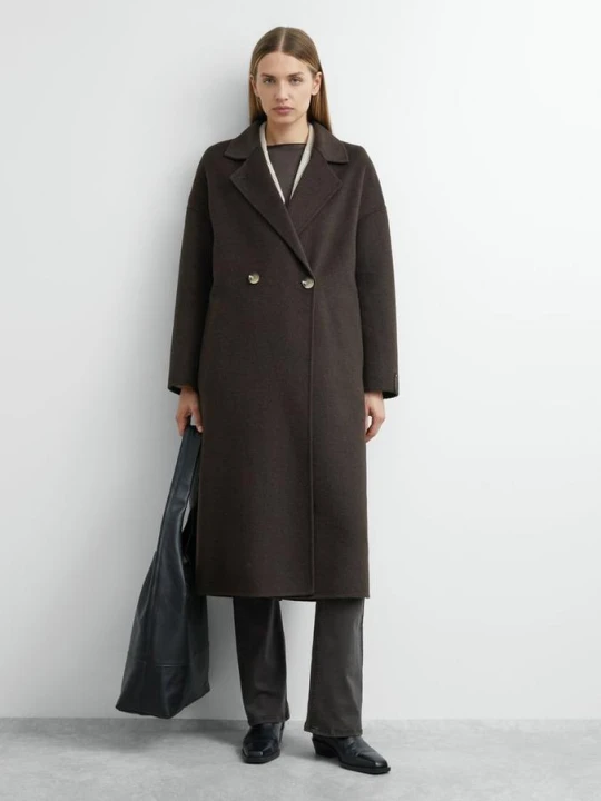 Zdjęcie produktu Płaszcz oversize z dwustronnego materiału z domieszką wełny comma brązowy